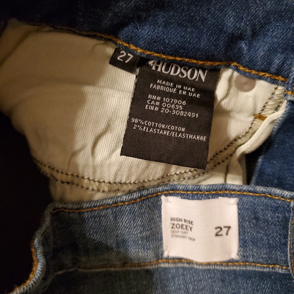 Hudson Jean High Rise Zoeey Deep Cut Straight Crop - Picture 4 of 5